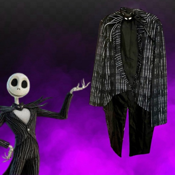 Spirit Halloween Medium Adult Jack Skellington 2 pc. Jacket & Bat Tie. - Picture 2 of 7
